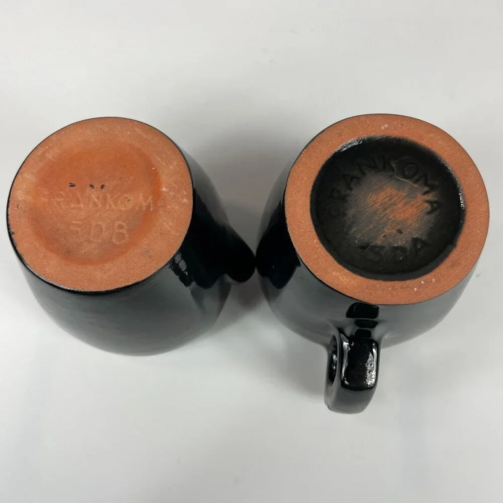 Frankoma Pottery Black Onyx Open Sugar and Creamer Set 5BD 5BA